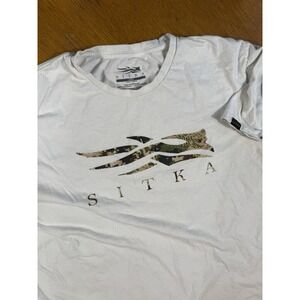 Sitka Gear Shirt Mens L White Organic Cotton Icon Short Sleeve Crew Neck Logo
